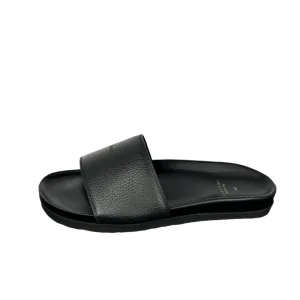 Buscemi Mens Slide Alce Black Leather Sandals