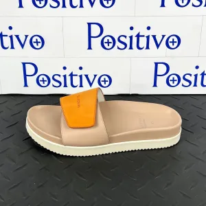 Buscemi Women's Slide Scratch Nude/Orange Leather Sandals SAMPLE