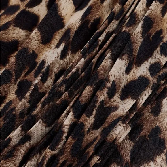 Business casual Pleated Leopard Maxi Skirt