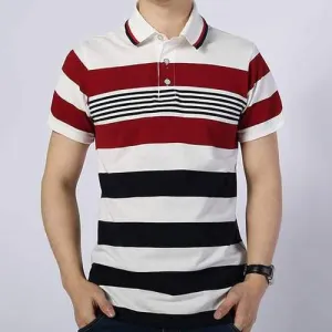 Business Casual Striped Printed Golf Shirt