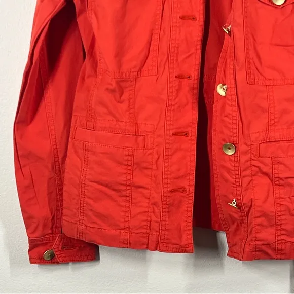 CAbi Size S  Broadcast Jacket Red Gold Button Up Front Pockets