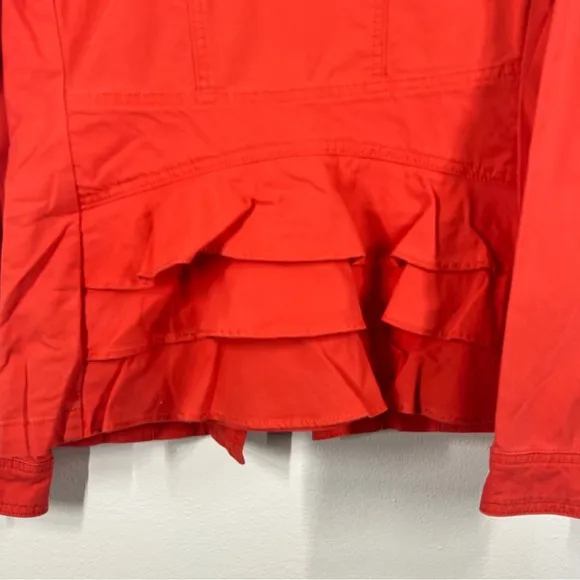 CAbi Size S  Broadcast Jacket Red Gold Button Up Front Pockets