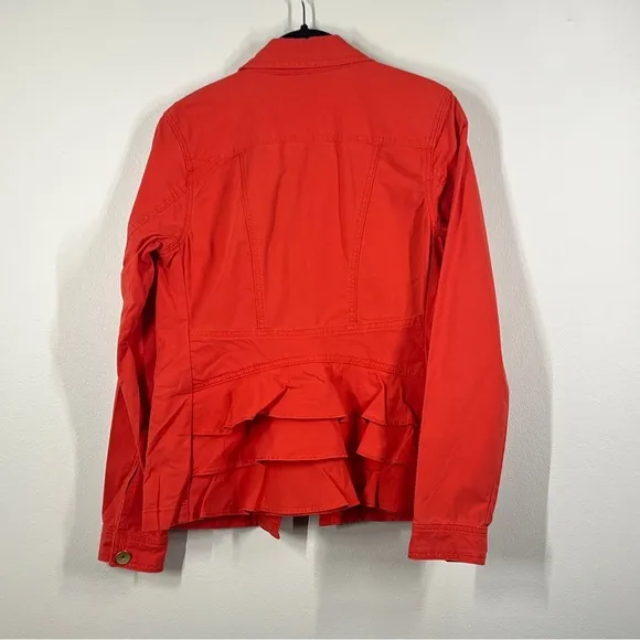 CAbi Size S  Broadcast Jacket Red Gold Button Up Front Pockets