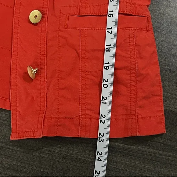 CAbi Size S  Broadcast Jacket Red Gold Button Up Front Pockets