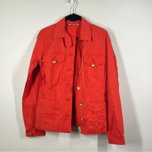 CAbi Size S  Broadcast Jacket Red Gold Button Up Front Pockets