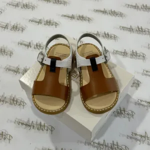 Camel, Navy & White Open Toe Sandals