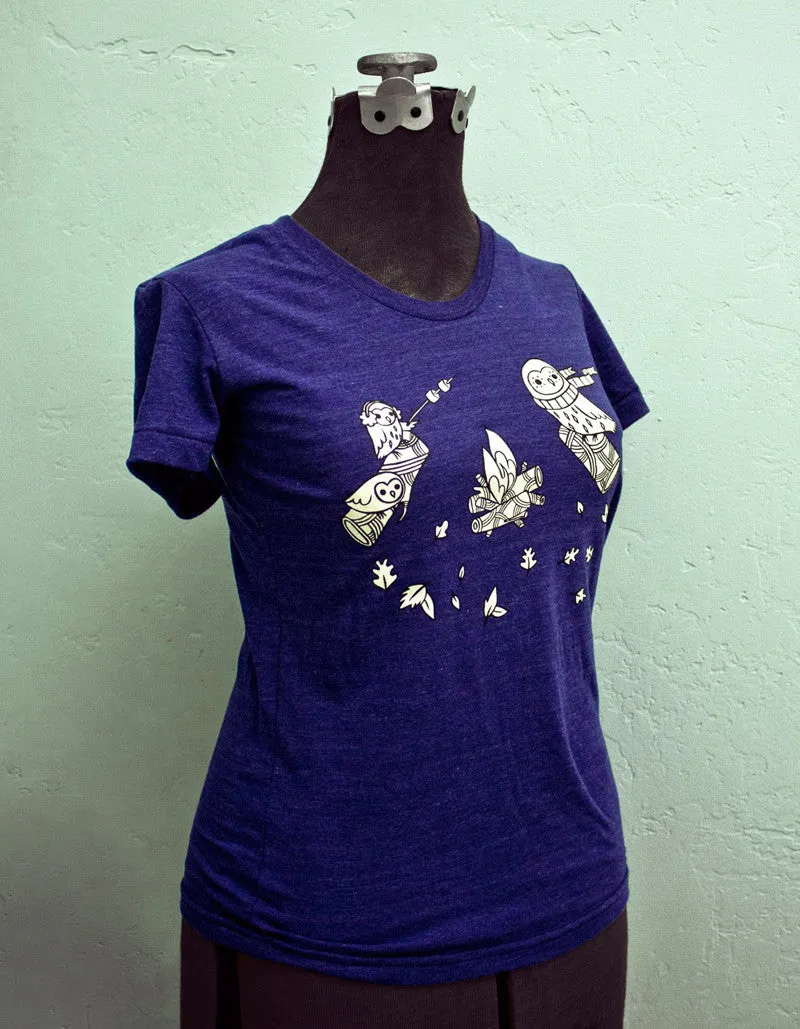 Campfire Owls T-shirt (Indigo Blue)
