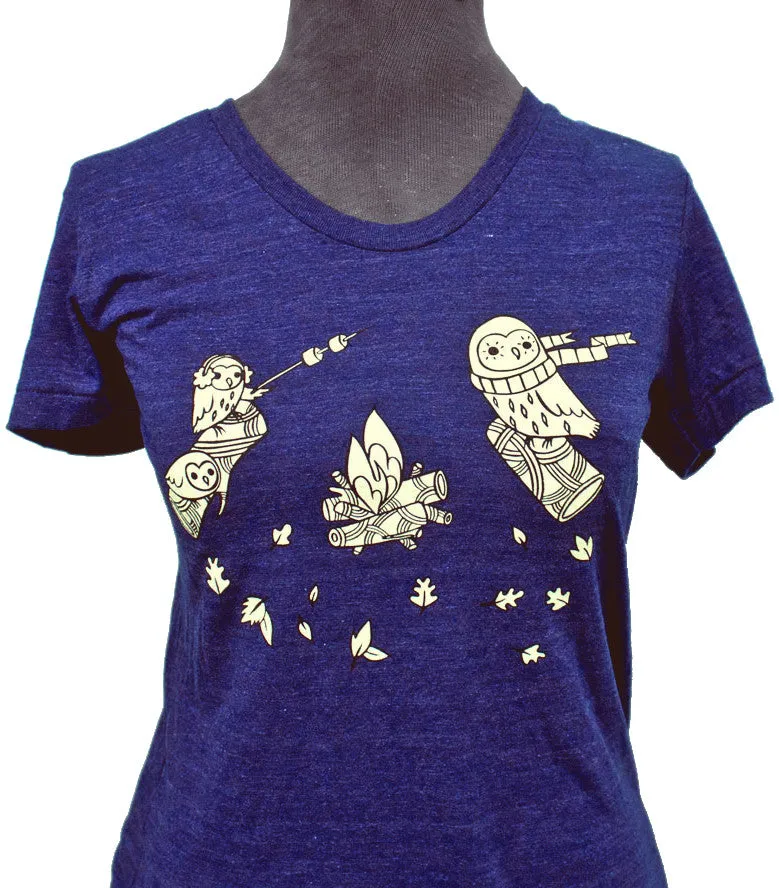Campfire Owls T-shirt (Indigo Blue)