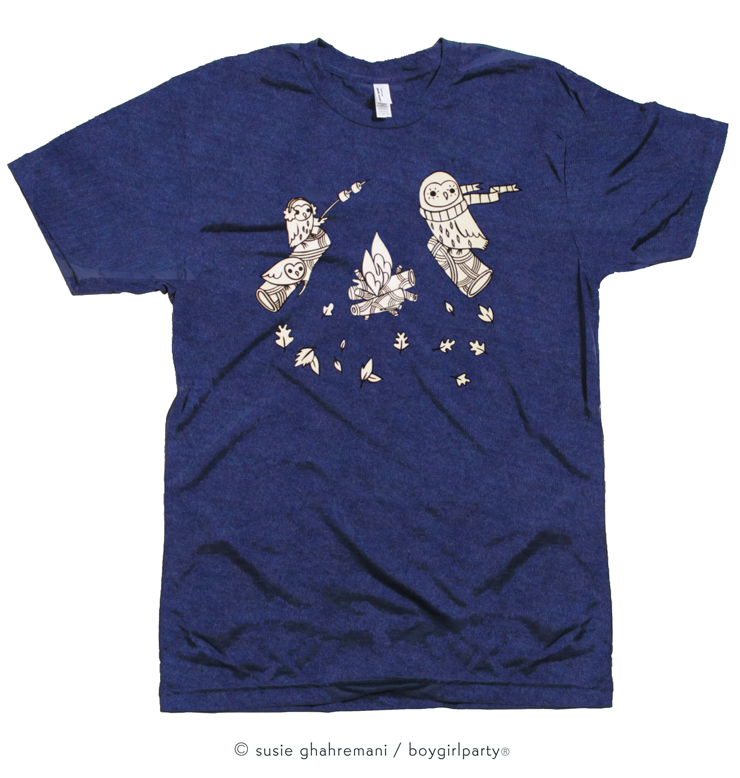 Campfire Owls T-shirt (Indigo Blue)