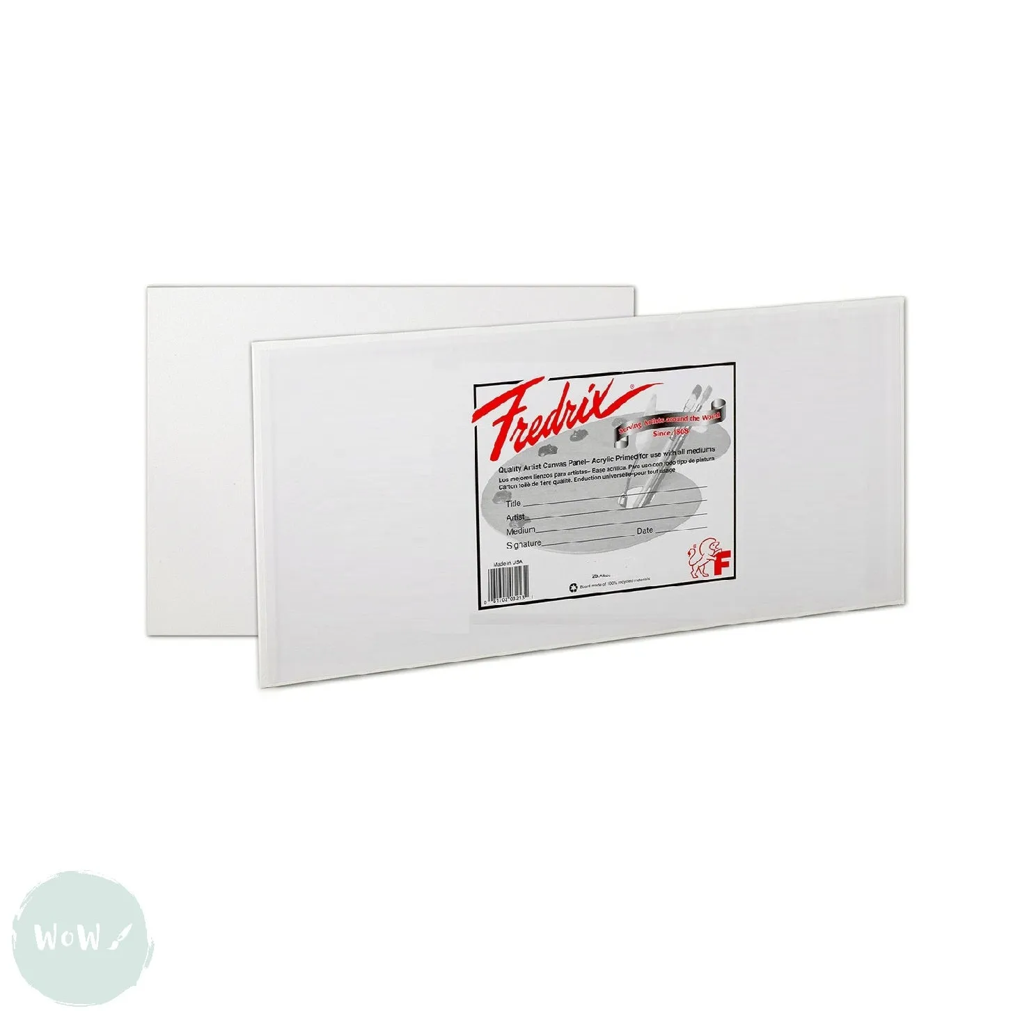 Canvas Board - WHITE PRIMED - FREDRIX- PANORAMIC - 12 x 24"