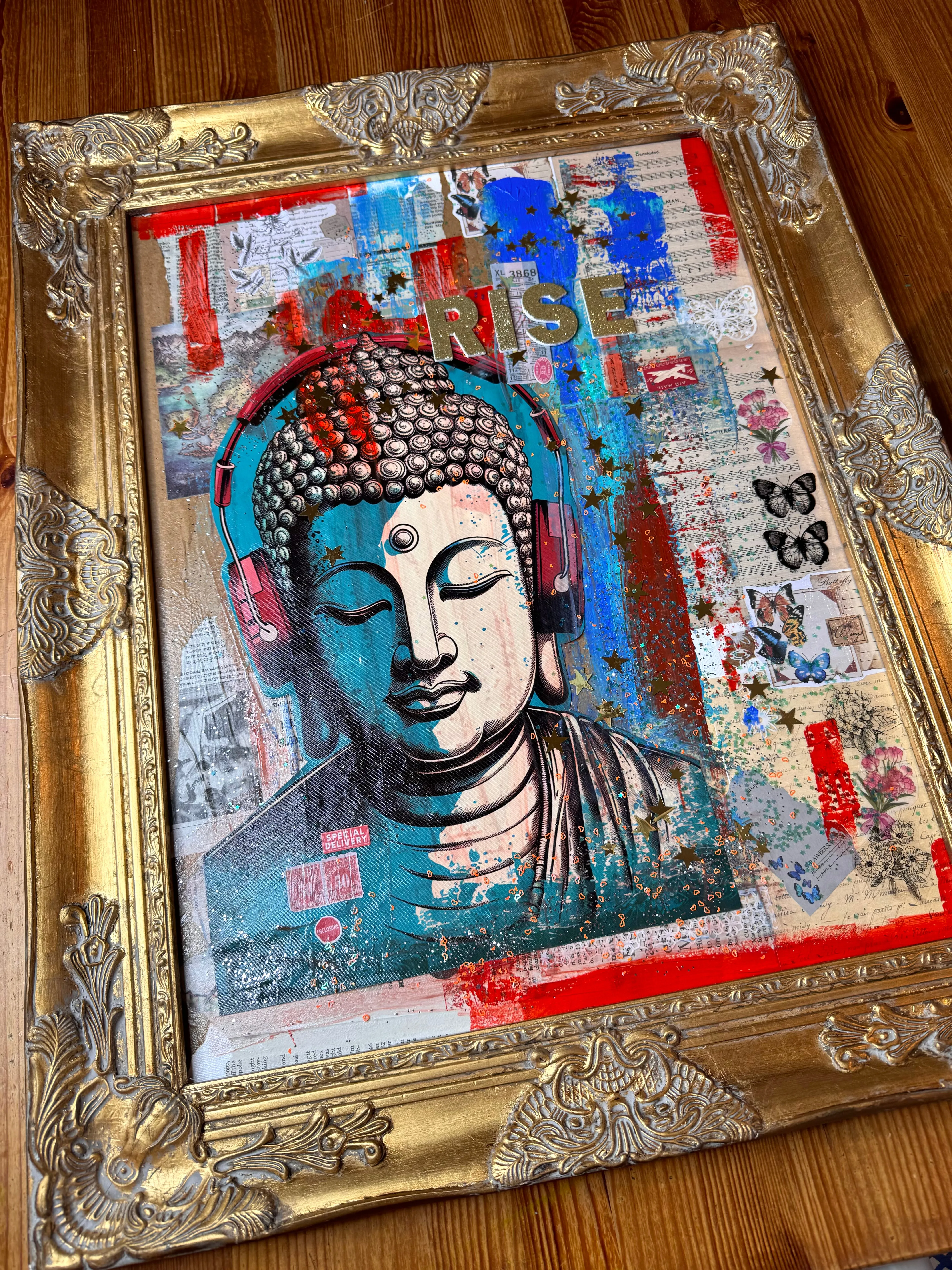 Canvas Budha Collage Art listen to your Heary