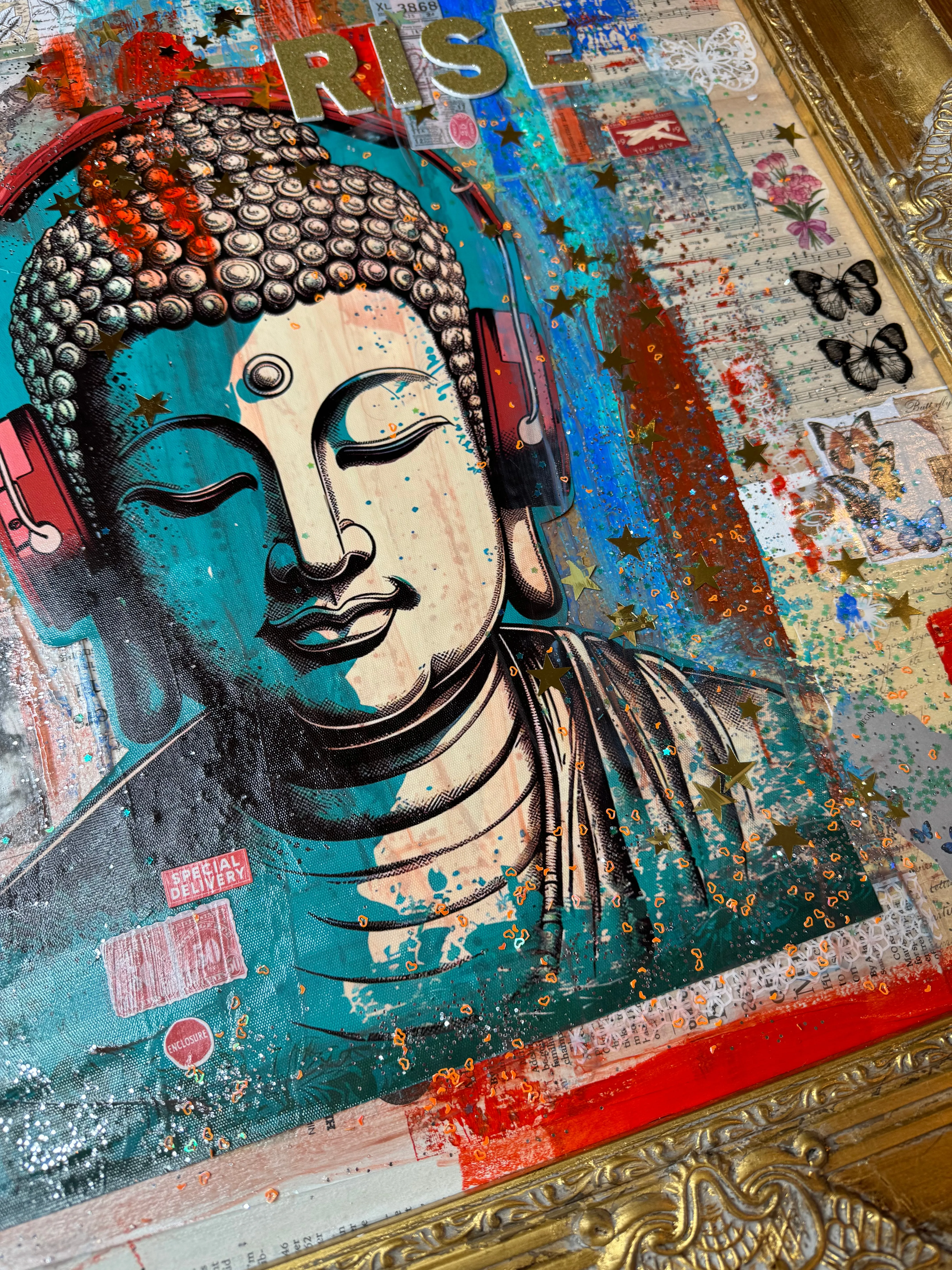 Canvas Budha Collage Art listen to your Heary