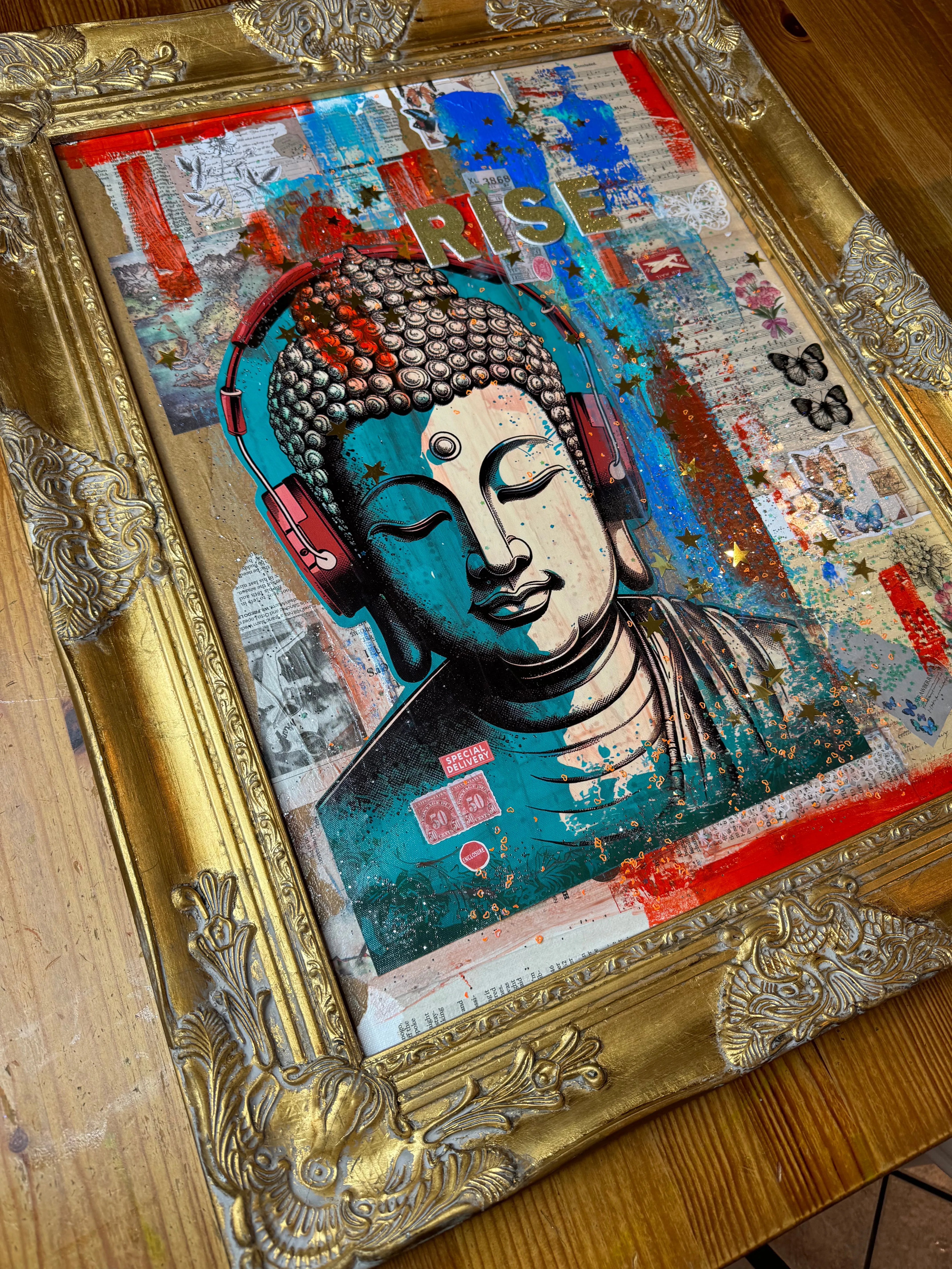Canvas Budha Collage Art listen to your Heary