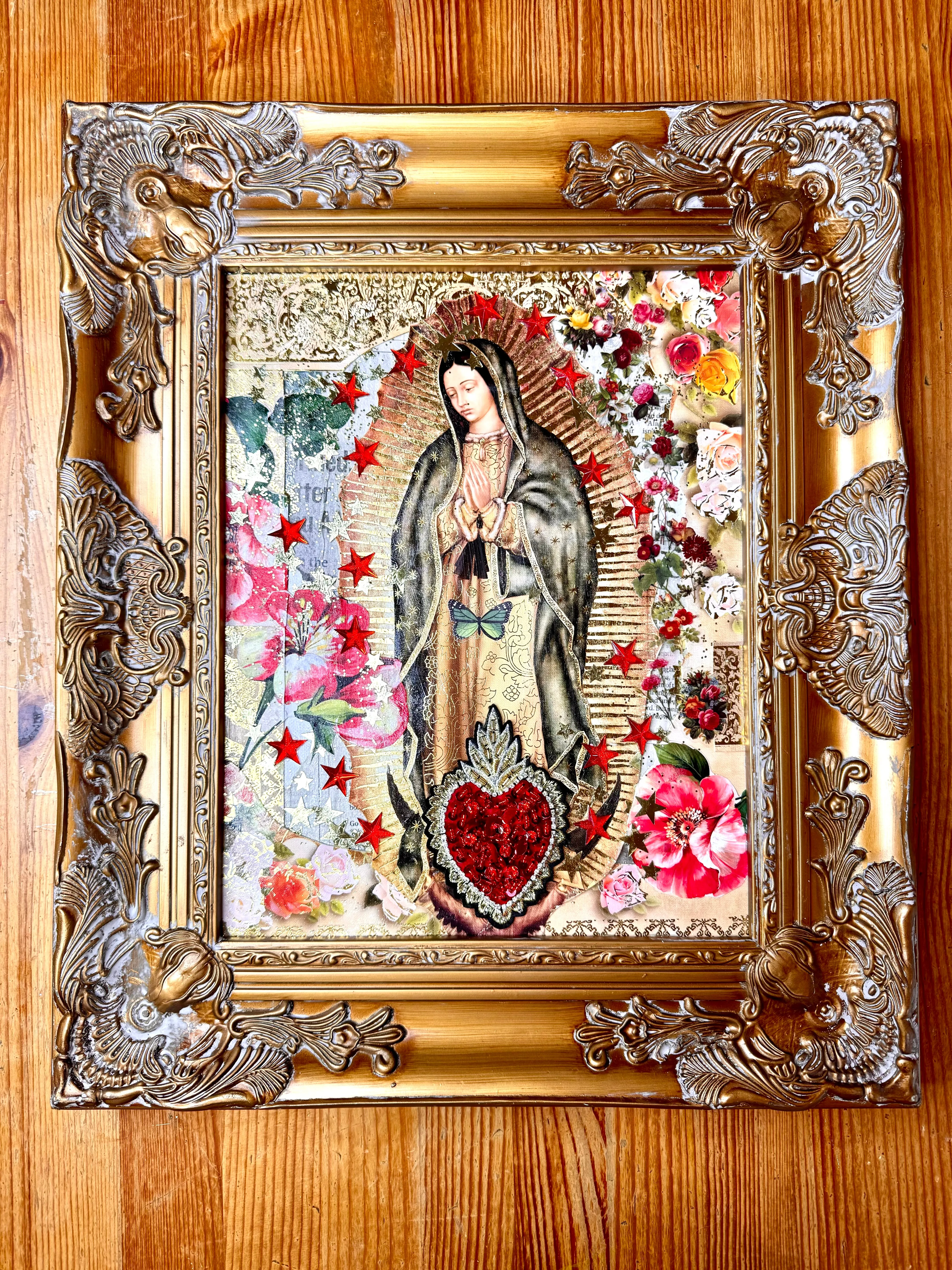 Canvas Guadalupana Collage Art LOVE FOREVER