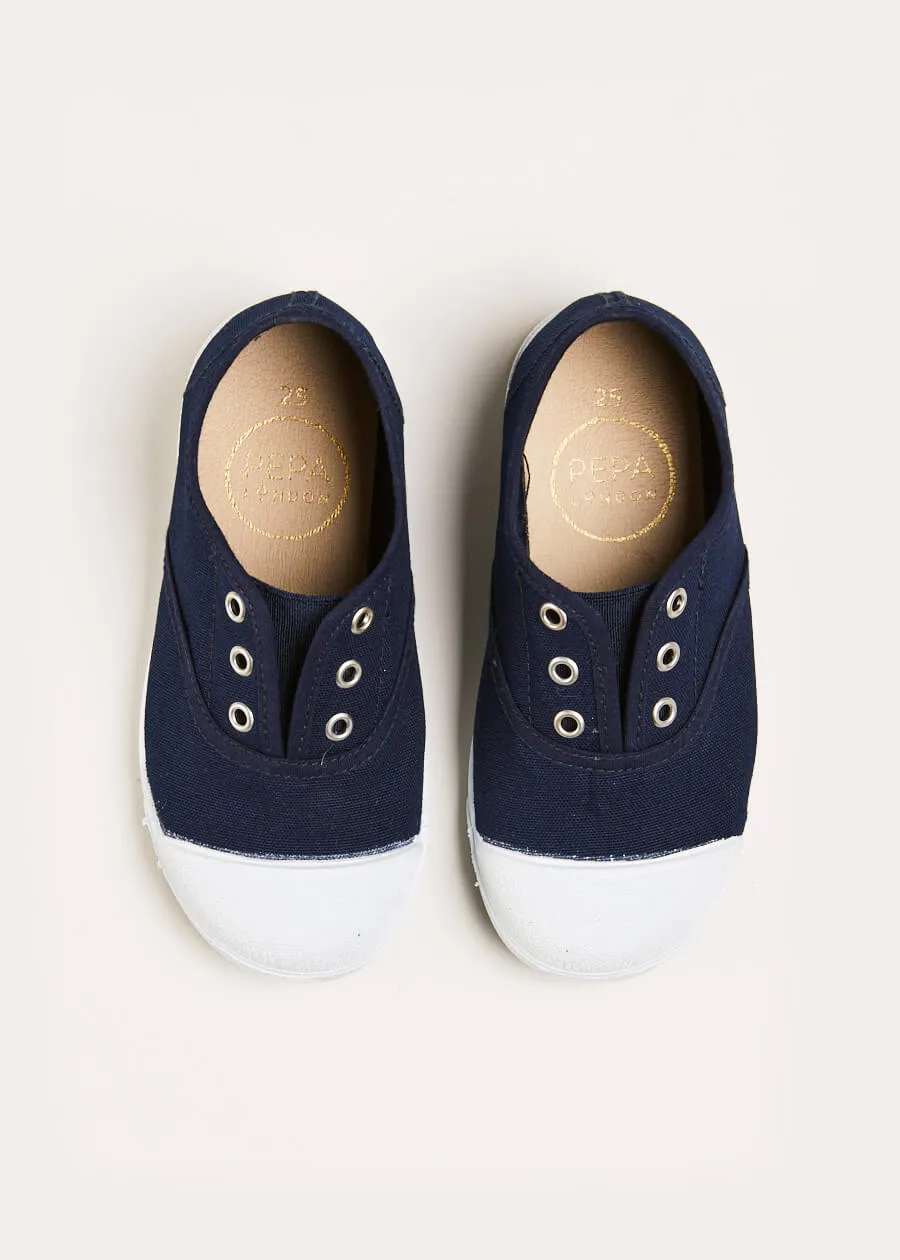 Canvas Plimsolls in Navy (20-35EU)