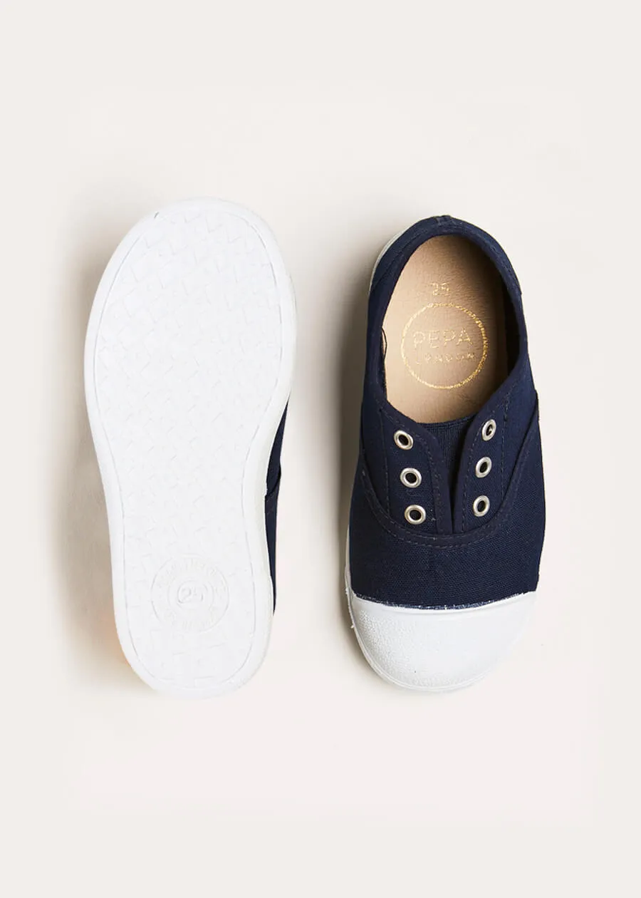 Canvas Plimsolls in Navy (20-35EU)