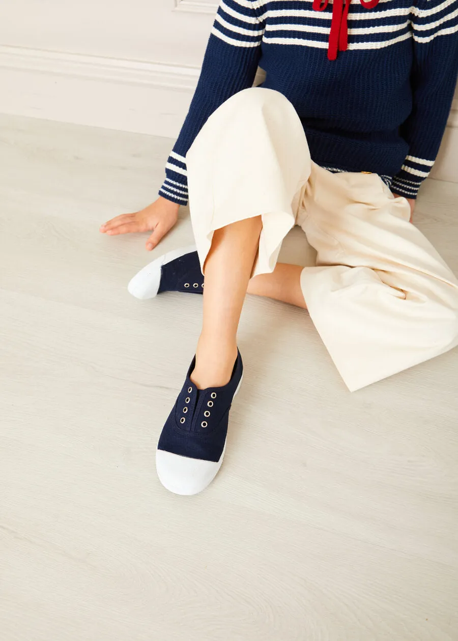 Canvas Plimsolls in Navy (20-35EU)