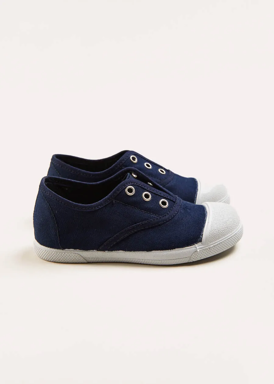 Canvas Plimsolls in Navy (20-35EU)