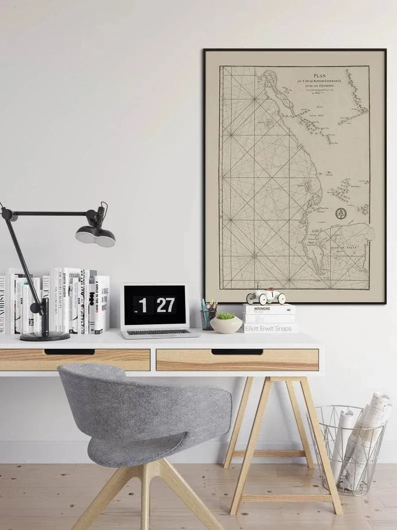 Cape of Good Hope Map Print Wall Art| 1752 South Africa Vintage Map Wall Prints