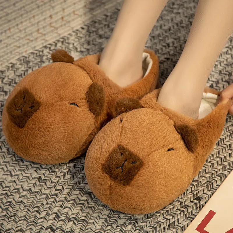Capybara Plush Slippers Winter Girls