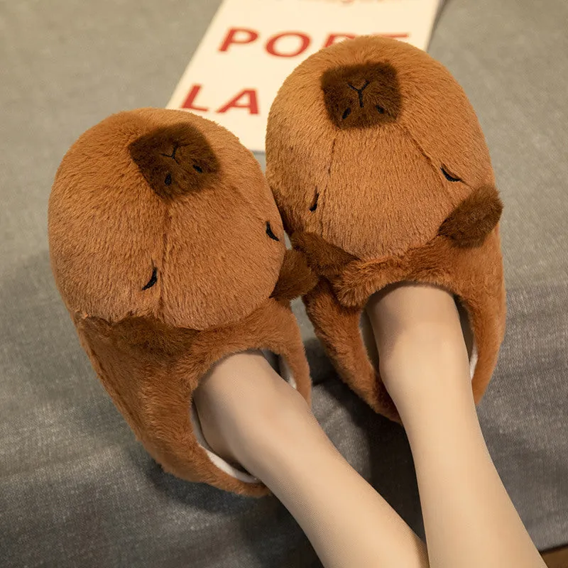 Capybara Plush Slippers Winter Girls