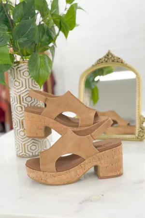 Caramel Peep Toe Wedge