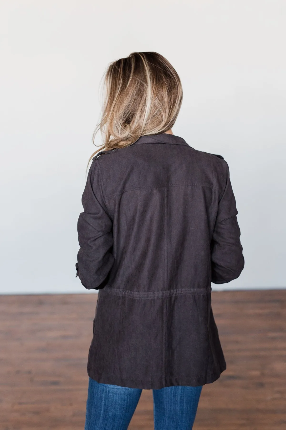 Care About You Lightweight Jacket- Charcoal