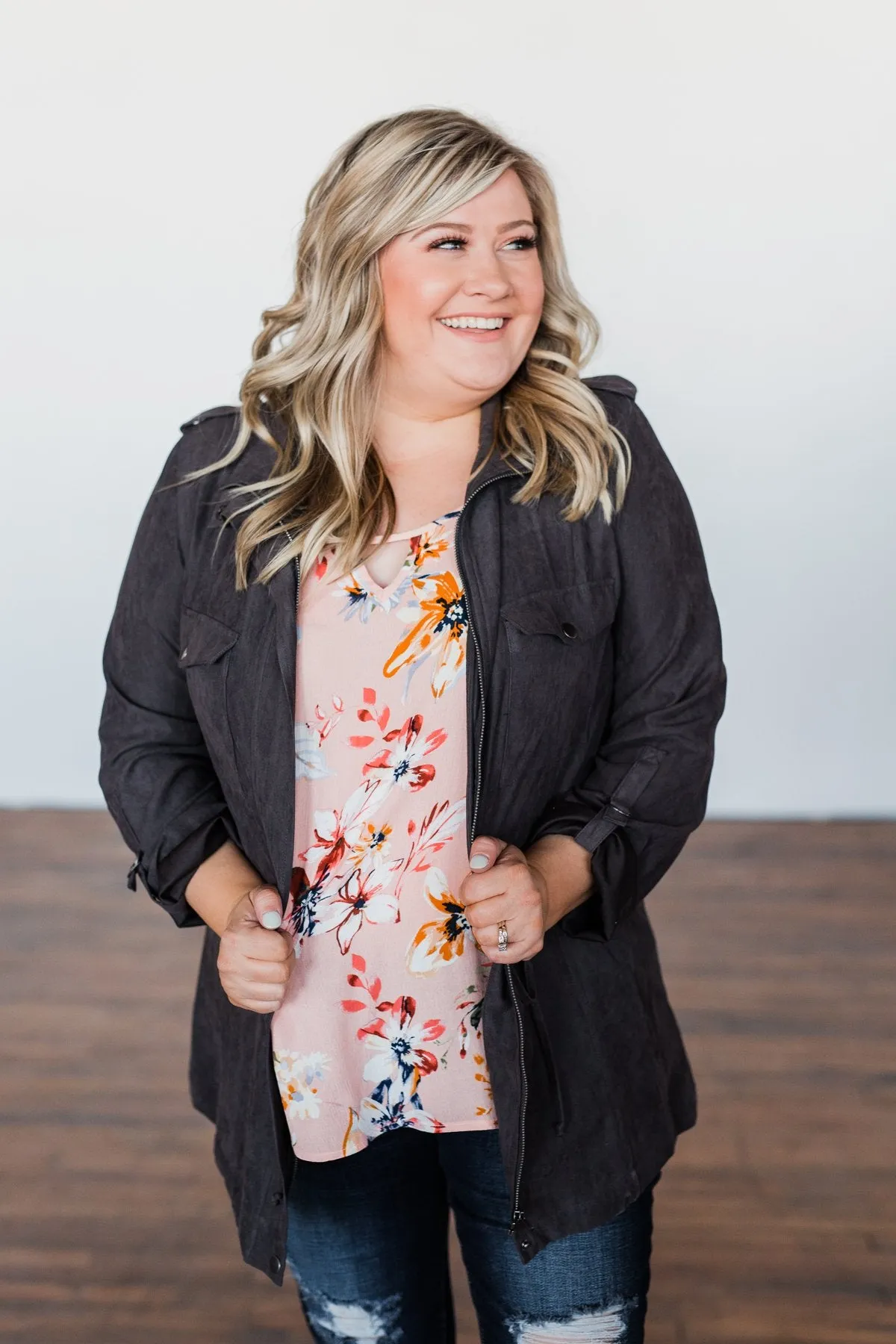 Care About You Lightweight Jacket- Charcoal