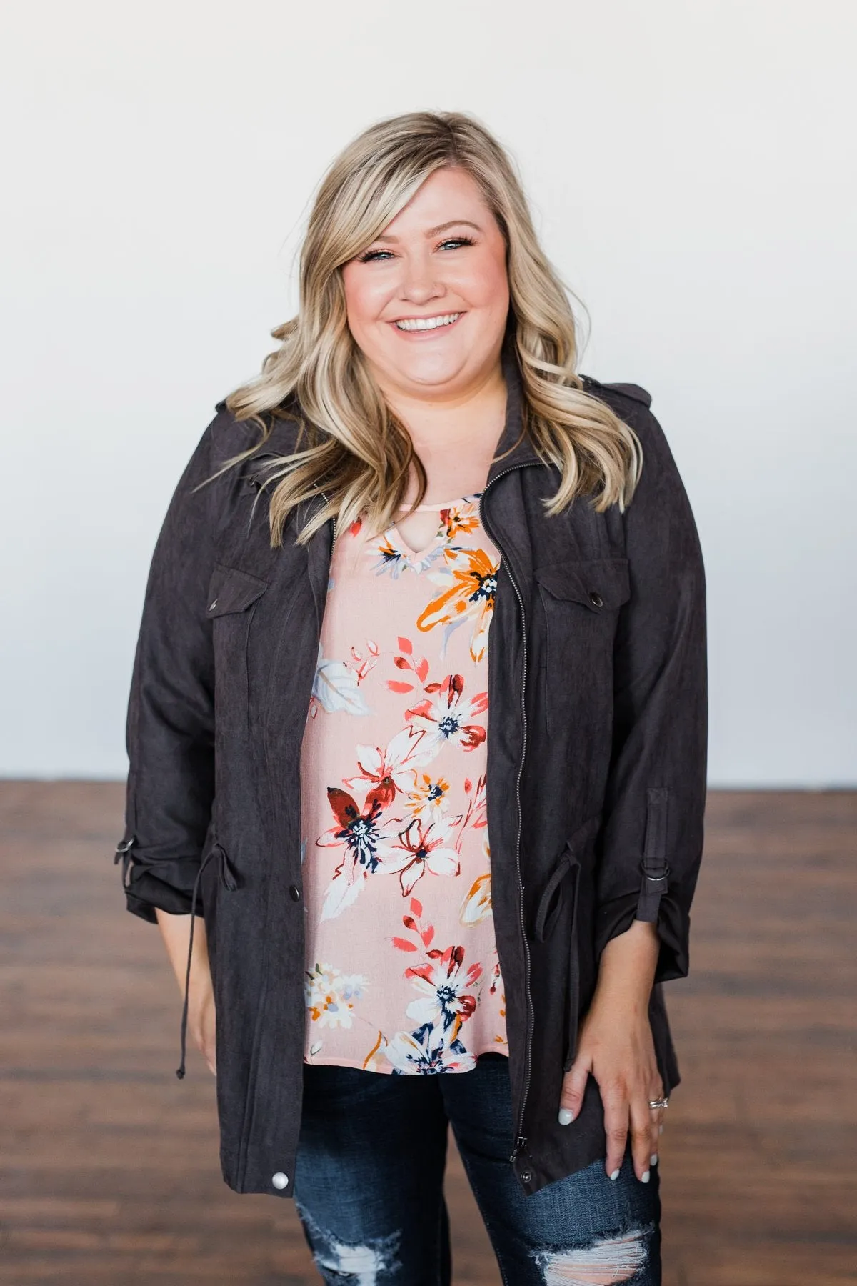 Care About You Lightweight Jacket- Charcoal