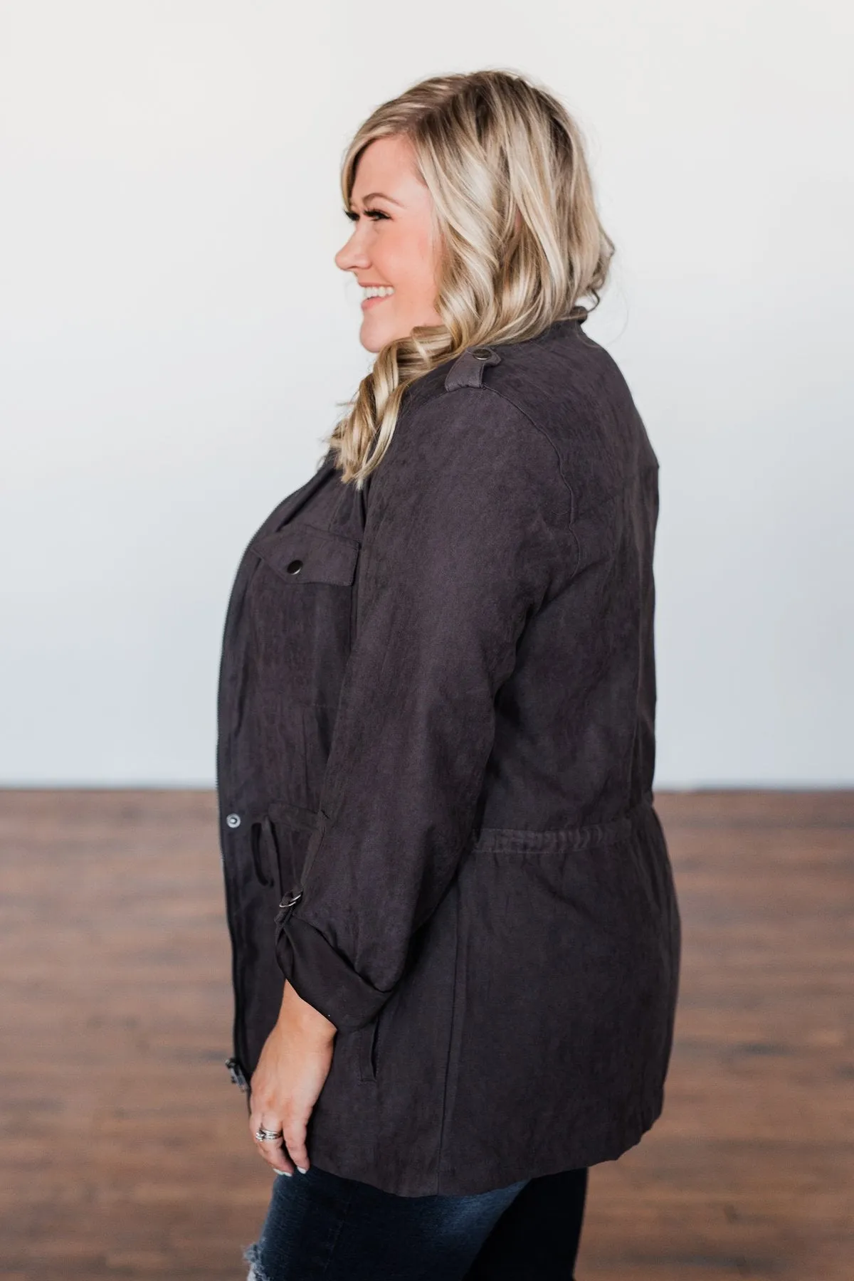 Care About You Lightweight Jacket- Charcoal