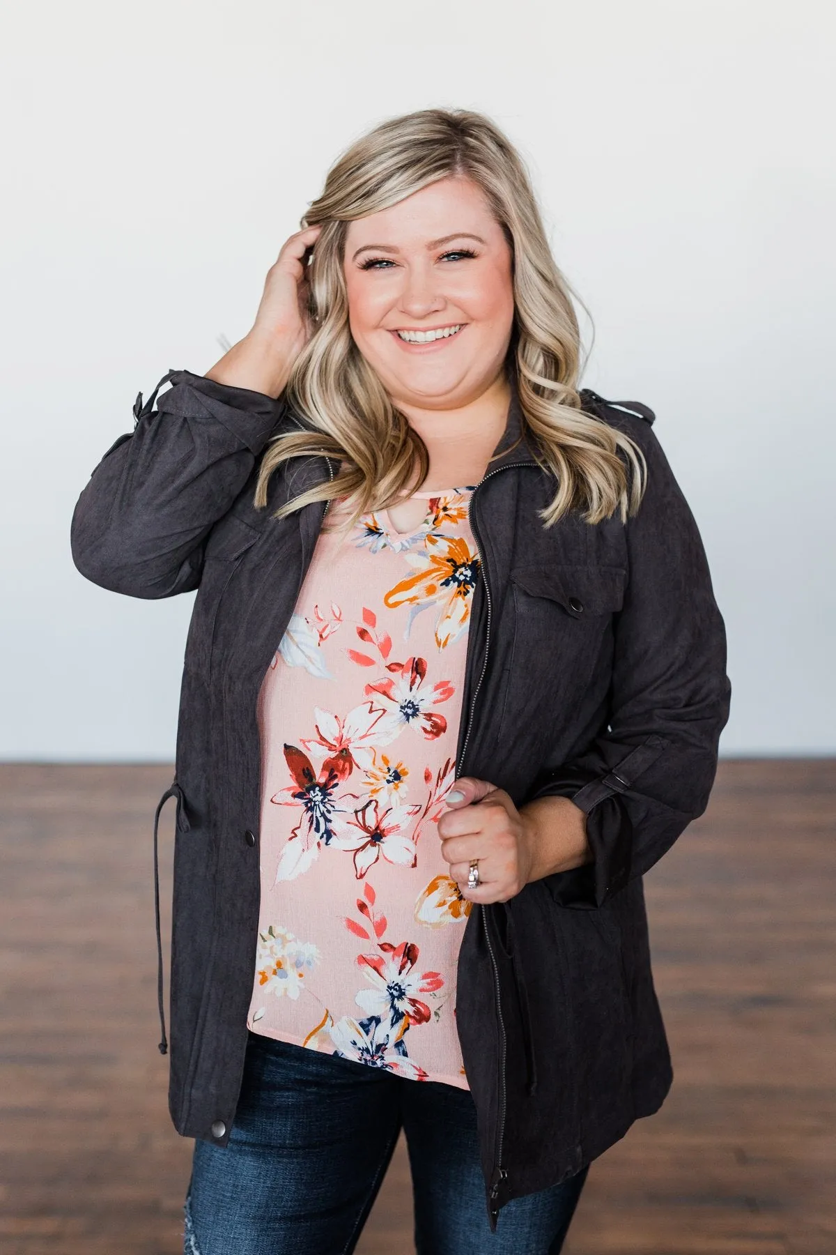 Care About You Lightweight Jacket- Charcoal