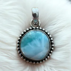 Caribbean Larimar Solid 925 Sterling Silver Pendant