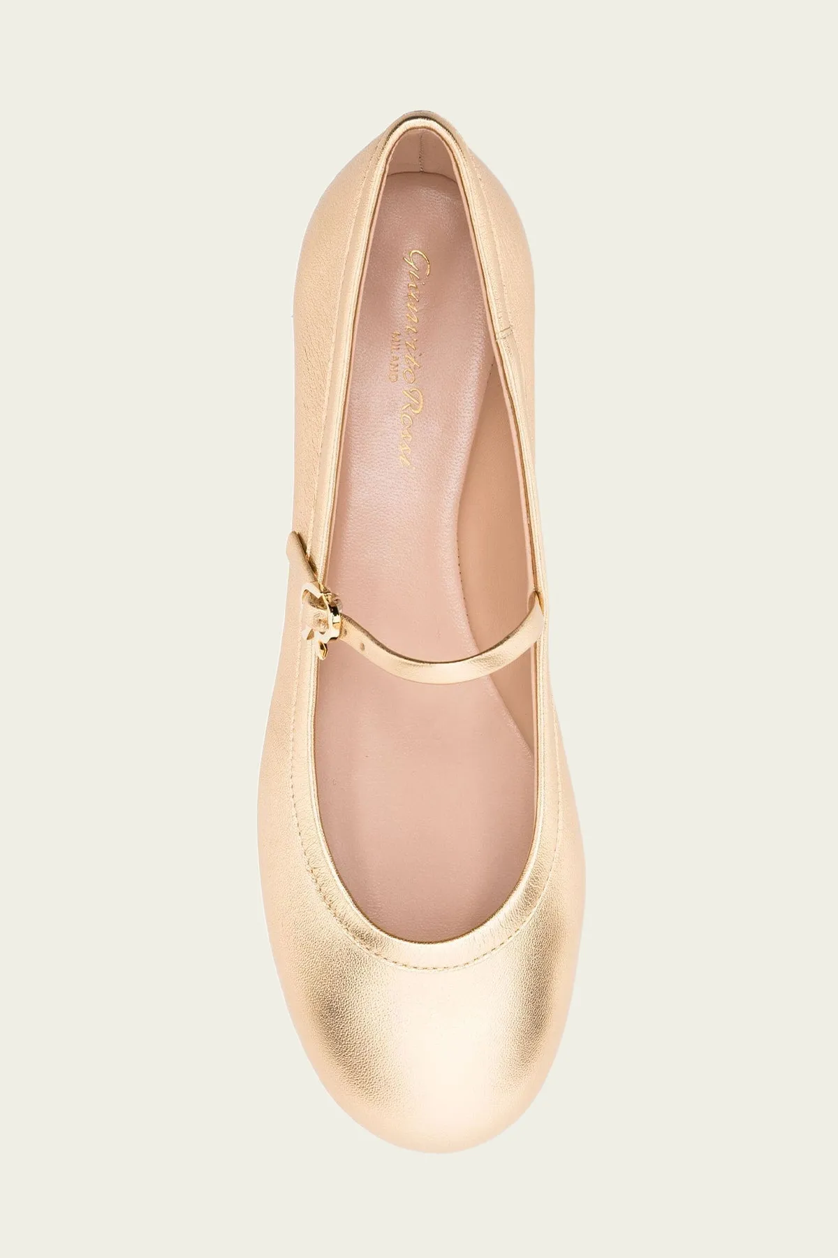 Carla Leather Ballerina Flats in Gold