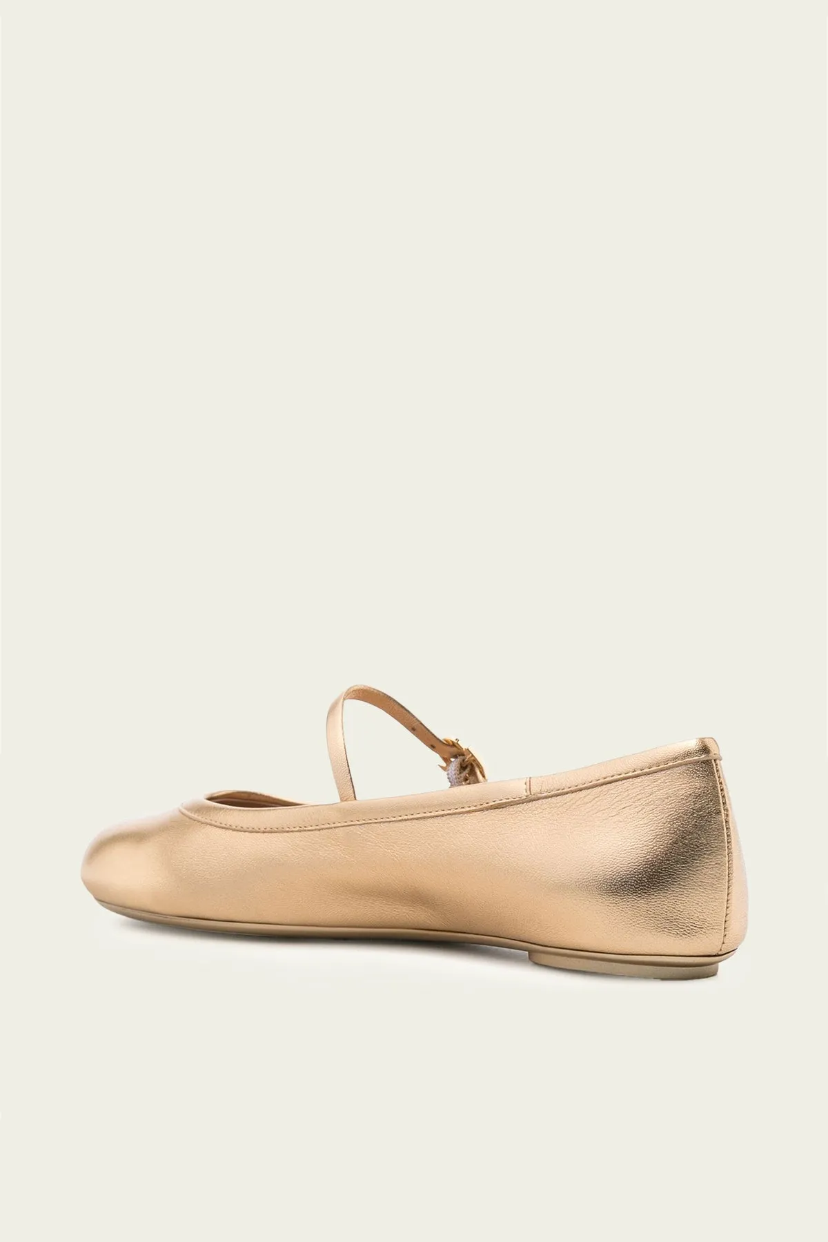 Carla Leather Ballerina Flats in Gold