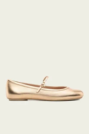 Carla Leather Ballerina Flats in Gold