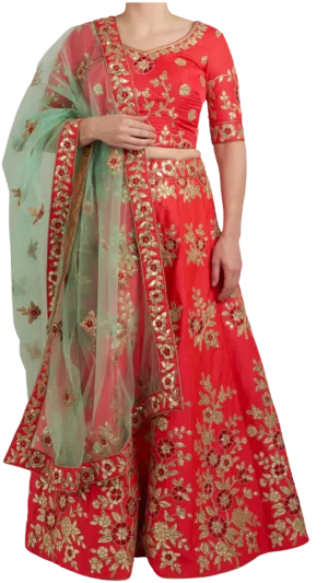 Carrot & Mint Floral Lehenga