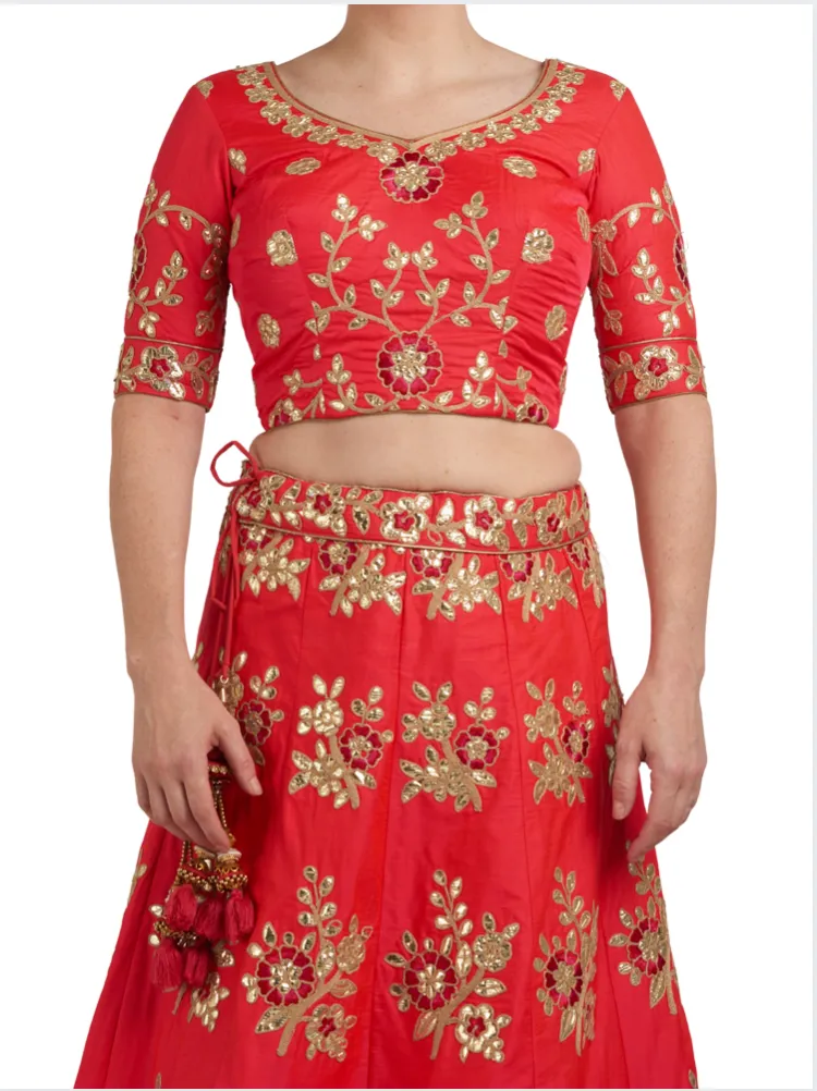 Carrot & Mint Floral Lehenga
