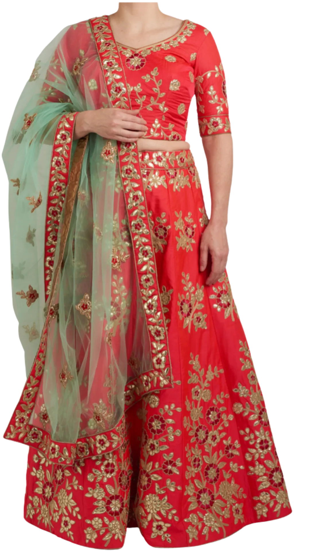 Carrot & Mint Floral Lehenga