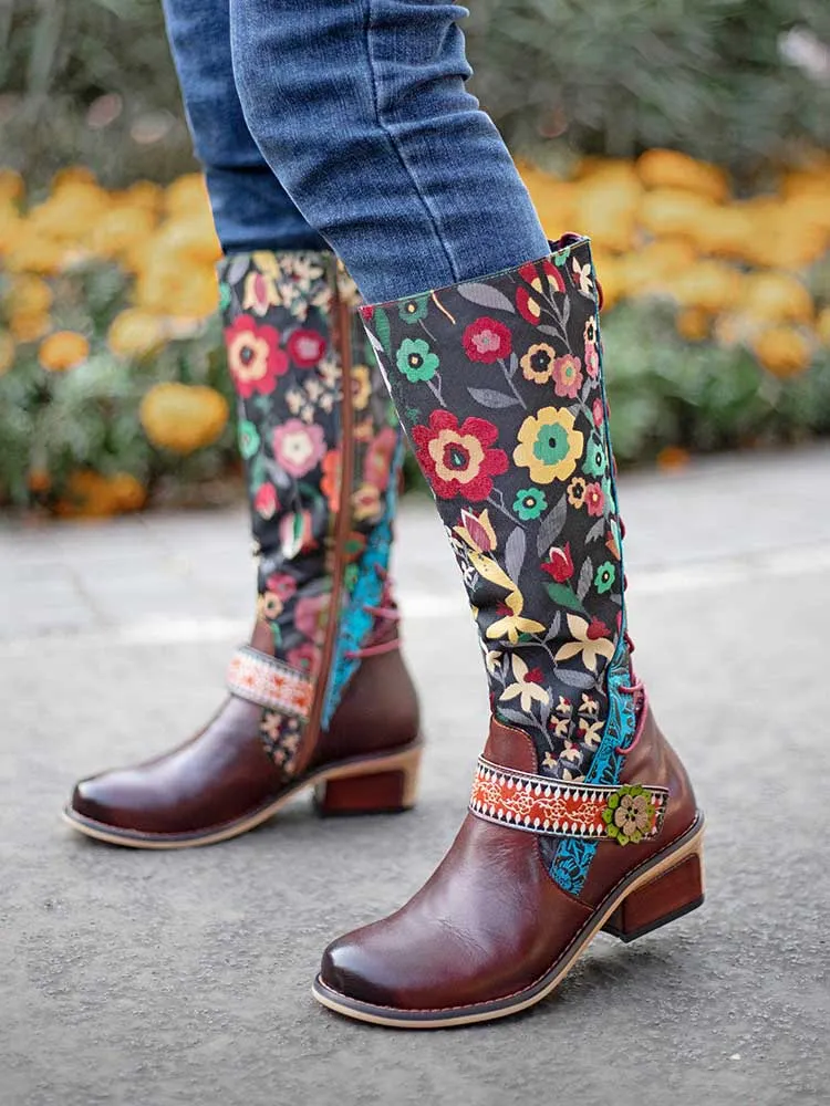 Casual Retro Leather Boots High Tube Boots
