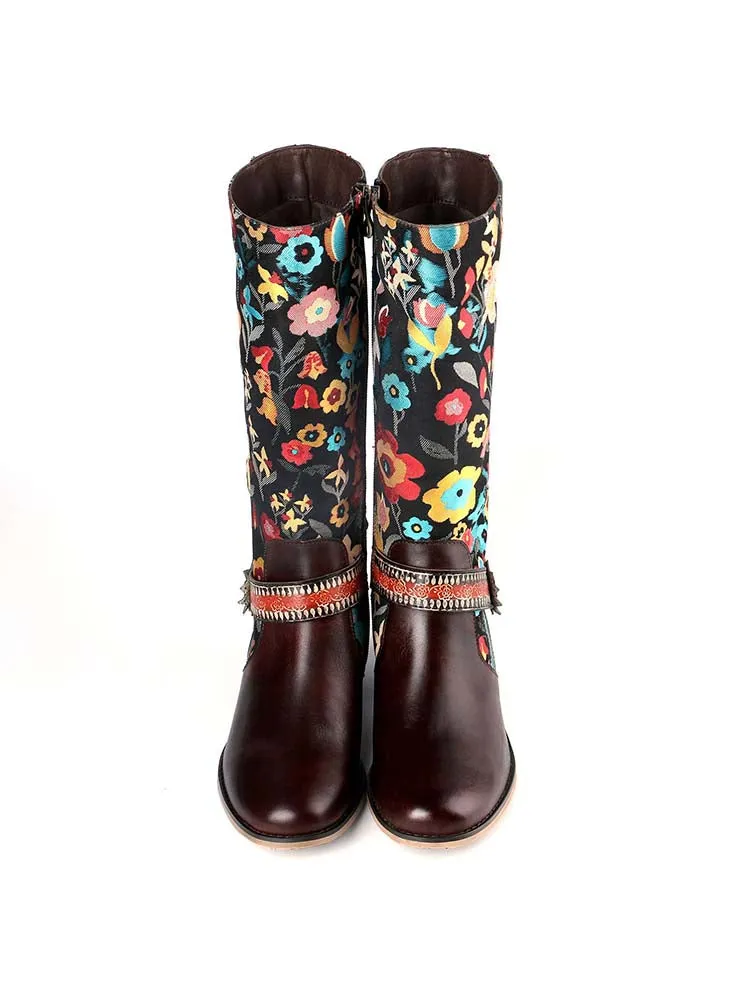 Casual Retro Leather Boots High Tube Boots
