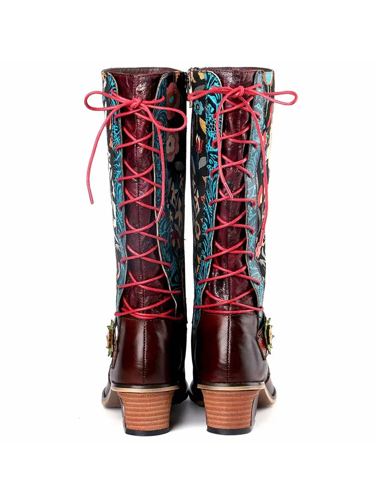 Casual Retro Leather Boots High Tube Boots