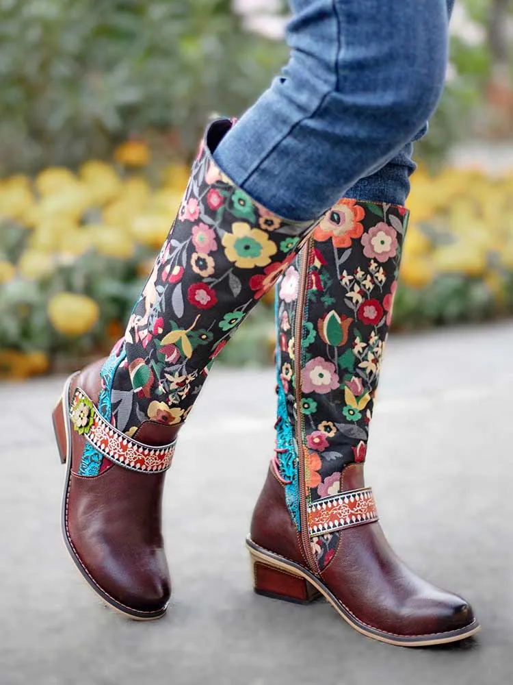Casual Retro Leather Boots High Tube Boots