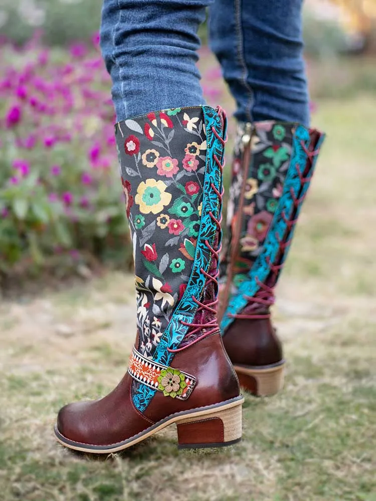 Casual Retro Leather Boots High Tube Boots