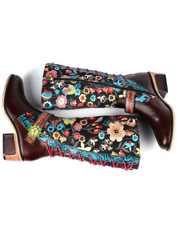 Casual Retro Leather Boots High Tube Boots