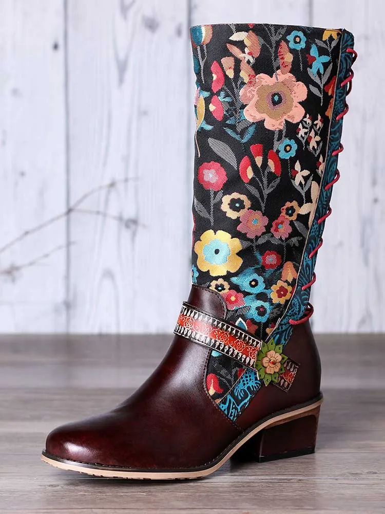 Casual Retro Leather Boots High Tube Boots