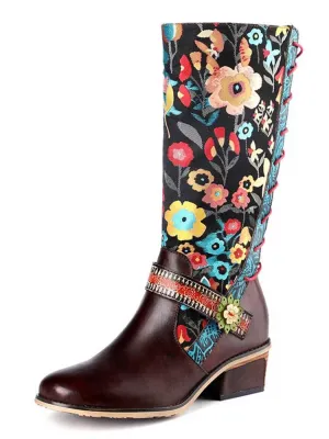 Casual Retro Leather Boots High Tube Boots