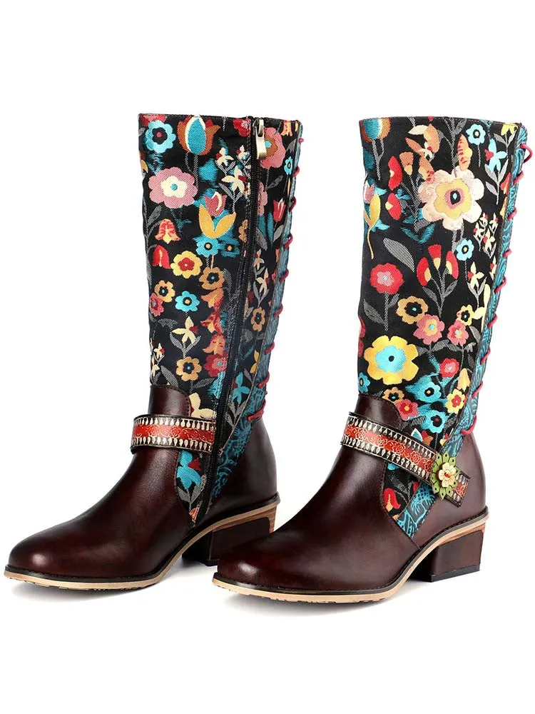 Casual Retro Leather Boots High Tube Boots