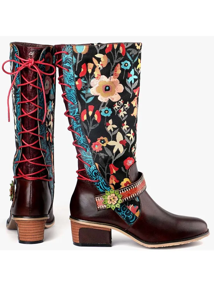 Casual Retro Leather Boots High Tube Boots