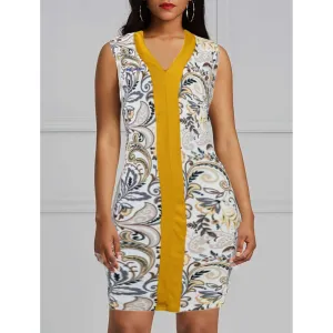 Casual Sleeveless Long Top With Golden Stripe & Amazing Body Print