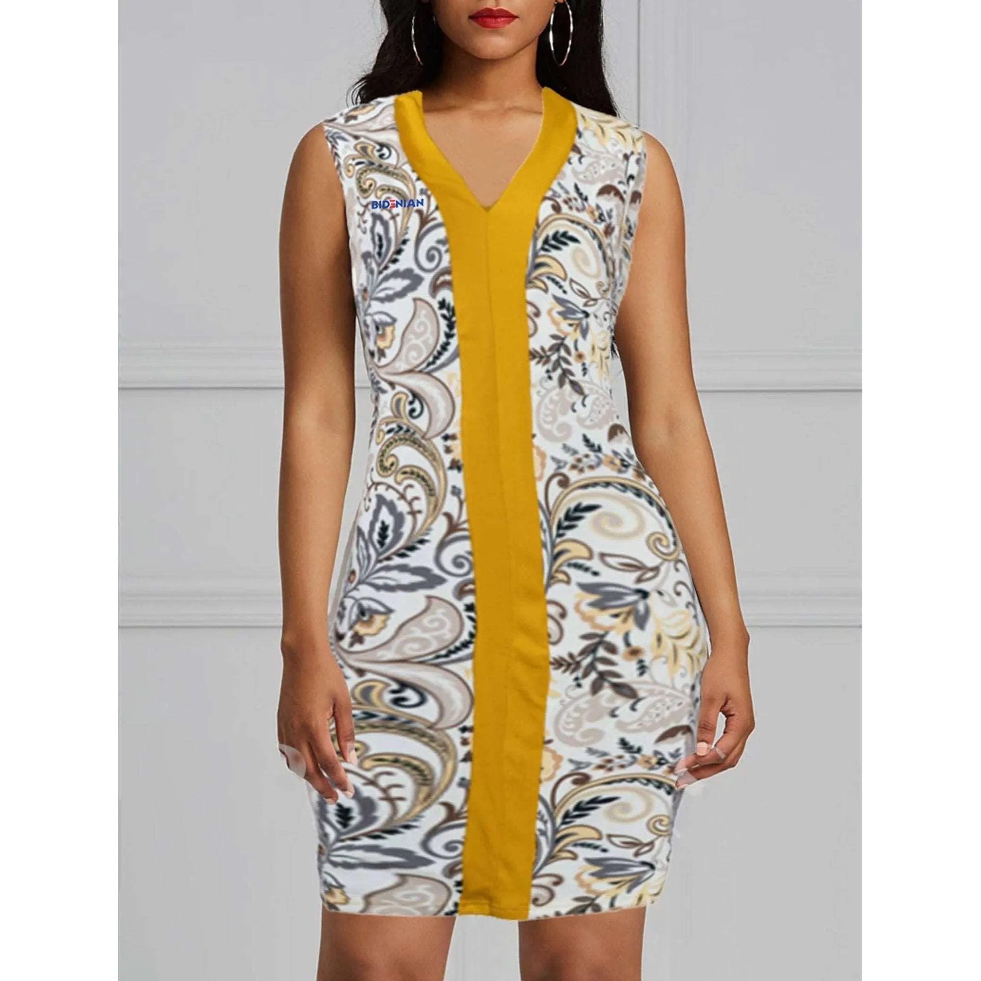 Casual Sleeveless Long Top With Golden Stripe & Amazing Body Print